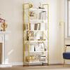 imageYITAHOME 5 Tiers Bookshelf Classically Modern White Bookshelf Book Rack Storage Rack Shelves in Living RoomHomeOffice Books Holder Organizer for BooksMovies WhiteGold