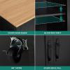 imageYITAHOME 50 Inch Rolling Kitchen Island with Trash Can Storage Cabinet ampamp Drop Leaf Portable Mobile Islands Table Long Floating Movable w Wheels Drawer Cabinet for 13 Gallon Garbage Bin BlackRetro Black
