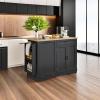 imageYITAHOME 50 Inch Rolling Kitchen Island with Trash Can Storage Cabinet ampamp Drop Leaf Portable Mobile Islands Table Long Floating Movable w Wheels Drawer Cabinet for 13 Gallon Garbage Bin BlackRetro Black