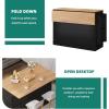 imageYITAHOME 50 Inch Rolling Kitchen Island with Trash Can Storage Cabinet ampamp Drop Leaf Portable Mobile Islands Table Long Floating Movable w Wheels Drawer Cabinet for 13 Gallon Garbage Bin BlackRetro Black