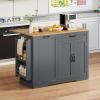 imageYITAHOME 50 Inch Rolling Kitchen Island with Trash Can Storage Cabinet ampamp Drop Leaf Portable Mobile Islands Table Long Floating Movable w Wheels Drawer Cabinet for 13 Gallon Garbage Bin BlackRetro Gray