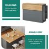 imageYITAHOME 50 Inch Rolling Kitchen Island with Trash Can Storage Cabinet ampamp Drop Leaf Portable Mobile Islands Table Long Floating Movable w Wheels Drawer Cabinet for 13 Gallon Garbage Bin BlackRetro Gray