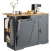 imageYITAHOME 50 Inch Rolling Kitchen Island with Trash Can Storage Cabinet ampamp Drop Leaf Portable Mobile Islands Table Long Floating Movable w Wheels Drawer Cabinet for 13 Gallon Garbage Bin BlackRetro Gray