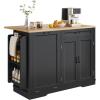 imageYITAHOME 50 Inch Rolling Kitchen Island with Trash Can Storage Cabinet ampamp Drop Leaf Portable Mobile Islands Table Long Floating Movable w Wheels Drawer Cabinet for 13 Gallon Garbage Bin BlackRetro Black