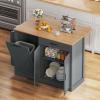 imageYITAHOME 50 Inch Rolling Kitchen Island with Trash Can Storage Cabinet ampamp Drop Leaf Portable Mobile Islands Table Long Floating Movable w Wheels Drawer Cabinet for 13 Gallon Garbage Bin BlackRetro Gray