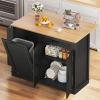 imageYITAHOME 50 Inch Rolling Kitchen Island with Trash Can Storage Cabinet ampamp Drop Leaf Portable Mobile Islands Table Long Floating Movable w Wheels Drawer Cabinet for 13 Gallon Garbage Bin BlackRetro Black