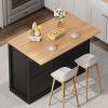 imageYITAHOME 50 Inch Rolling Kitchen Island with Trash Can Storage Cabinet ampamp Drop Leaf Portable Mobile Islands Table Long Floating Movable w Wheels Drawer Cabinet for 13 Gallon Garbage Bin BlackRetro Black