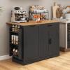 imageYITAHOME 50 Inch Rolling Kitchen Island with Trash Can Storage Cabinet ampamp Drop Leaf Portable Mobile Islands Table Long Floating Movable w Wheels Drawer Cabinet for 13 Gallon Garbage Bin BlackRetro Black