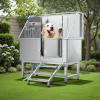 imageYITAHOME 50in Dog Grooming Tub Bathtub for Home 304 Stainless Steel Professional Dog Bath Washing Station wLeft Ramp Faucet Floor Grate for Large Medium Small PetsRight Stairs