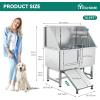imageYITAHOME 50in Dog Grooming Tub Bathtub for Home 304 Stainless Steel Professional Dog Bath Washing Station wLeft Ramp Faucet Floor Grate for Large Medium Small PetsLeft Ramp