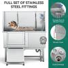 imageYITAHOME 50in Dog Grooming Tub Bathtub for Home 304 Stainless Steel Professional Dog Bath Washing Station wLeft Ramp Faucet Floor Grate for Large Medium Small PetsLeft Ramp