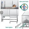 imageYITAHOME 50in Dog Grooming Tub Bathtub for Home 304 Stainless Steel Professional Dog Bath Washing Station wLeft Ramp Faucet Floor Grate for Large Medium Small PetsRight Stairs