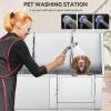 imageYITAHOME 50in Dog Grooming Tub Bathtub for Home 304 Stainless Steel Professional Dog Bath Washing Station wLeft Ramp Faucet Floor Grate for Large Medium Small PetsRight Stairs
