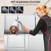 imageYITAHOME 50in Dog Grooming Tub Bathtub for Home 304 Stainless Steel Professional Dog Bath Washing Station wLeft Ramp Faucet Floor Grate for Large Medium Small PetsLeft Ramp