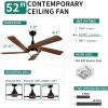 imageYITAHOME 52 Inch Ceiling Fan with Lights Remote Control Dimmable 3Color LED Ceiling Fan with 3 Solid Wood Blades Modern Style for Indoor with Reversible Quiet Motor WalnutWalnut 5 Blades