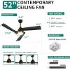 imageYITAHOME 52 Inch Ceiling Fan with Lights Remote Control Dimmable 3Color LED Ceiling Fan with 3 Solid Wood Blades Modern Style for Indoor with Reversible Quiet Motor WalnutBlack 3 Blades
