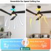 imageYITAHOME 52 Inch Ceiling Fan with Lights Remote Control Dimmable 3Color LED Ceiling Fan with 3 Solid Wood Blades Modern Style for Indoor with Reversible Quiet Motor WalnutBlack 3 Blades