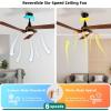 imageYITAHOME 52 Inch Ceiling Fan with Lights Remote Control Dimmable 3Color LED Ceiling Fan with 3 Solid Wood Blades Modern Style for Indoor with Reversible Quiet Motor WalnutWalnut 3 Blades