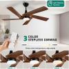imageYITAHOME 52 Inch Ceiling Fan with Lights Remote Control Dimmable 3Color LED Ceiling Fan with 3 Solid Wood Blades Modern Style for Indoor with Reversible Quiet Motor WalnutWalnut 5 Blades