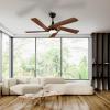 imageYITAHOME 52 Inch Ceiling Fan with Lights Remote Control Dimmable 3Color LED Ceiling Fan with 3 Solid Wood Blades Modern Style for Indoor with Reversible Quiet Motor WalnutWalnut 5 Blades