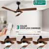 imageYITAHOME 52 Inch Ceiling Fan with Lights Remote Control Dimmable 3Color LED Ceiling Fan with 3 Solid Wood Blades Modern Style for Indoor with Reversible Quiet Motor WalnutWalnut 3 Blades