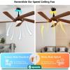 imageYITAHOME 52 Inch Ceiling Fan with Lights Remote Control Dimmable 3Color LED Ceiling Fan with 3 Solid Wood Blades Modern Style for Indoor with Reversible Quiet Motor WalnutWalnut 5 Blades