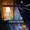 imageYITAHOME 52 Inch Ceiling Fan with Lights Remote Control Dimmable 3Color LED Ceiling Fan with 3 Solid Wood Blades Modern Style for Indoor with Reversible Quiet Motor WalnutBlack 3 Blades