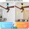 imageYITAHOME 52 Inch Ceiling Fan without Light Solid Wood Blades Modern Ceiling Fan with Remote Reversible DC Motor For Indoor Memory Function Blackampamp WalnutRetro