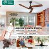 imageYITAHOME 52 Inch Ceiling Fan without Light Solid Wood Blades Modern Ceiling Fan with Remote Reversible DC Motor For Indoor Memory Function Blackampamp WalnutRetro