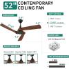 imageYITAHOME 52 Inch Ceiling Fan without Light Solid Wood Blades Modern Ceiling Fan with Remote Reversible DC Motor For Indoor Memory Function Blackampamp WalnutRetro
