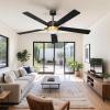 imageYITAHOME 52 Inch Ceiling Fans with Lights and Remote 5 Blades with Crystal Rod Design Modern Black Gold Ceiling Fan with Reversible Quiet Motor 3 Colors Stepless Dimming for Home Black Gold42 inch