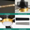 imageYITAHOME 52 Inch Ceiling Fans with Lights and Remote 5 Blades with Crystal Rod Design Modern Black Gold Ceiling Fan with Reversible Quiet Motor 3 Colors Stepless Dimming for Home Black Gold52 inch