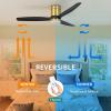 imageYITAHOME 52 Inch Low Profile Ceiling Fan with Light and Remote Flush Mount Fan Light with Quiet DC Motor 3 Colors Light Changing 6 Speed Reversible Airflow for Home Black ampamp WalnutBlack Gold