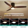 imageYITAHOME 52 Inch Low Profile Ceiling Fan with Light and Remote Flush Mount Fan Light with Quiet DC Motor 3 Colors Light Changing 6 Speed Reversible Airflow for Home Black ampamp WalnutWalnut Blades
