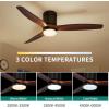 imageYITAHOME 52 Inch Low Profile Ceiling Fan with Light and Remote Flush Mount Fan Light with Quiet DC Motor 3 Colors Light Changing 6 Speed Reversible Airflow for Home Black ampamp WalnutBright Walnut Blades
