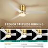 imageYITAHOME 52 Inch Low Profile Ceiling Fan with Light and Remote Flush Mount Fan Light with Quiet DC Motor 3 Colors Light Changing 6 Speed Reversible Airflow for Home Black ampamp WalnutWhite Gold