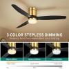 imageYITAHOME 52 Inch Low Profile Ceiling Fan with Light and Remote Flush Mount Fan Light with Quiet DC Motor 3 Colors Light Changing 6 Speed Reversible Airflow for Home Black ampamp WalnutBlack Gold