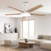 imageYITAHOME 52quot Low Profile Ceiling Fan with Light ampamp Remote 3660 CFM 3 CCT 4 Timer Modes 5 Reversible Dual Finish Blades Quiet DC Motor for Living Room Patio Matte Black ampamp WalnutWhite  Wood Grain