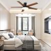 imageYITAHOME 52quot Low Profile Ceiling Fan with Light ampamp Remote 3660 CFM 3 CCT 4 Timer Modes 5 Reversible Dual Finish Blades Quiet DC Motor for Living Room Patio Matte Black ampamp WalnutMatte Black  Walnut