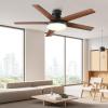 imageYITAHOME 52quot Low Profile Ceiling Fan with Light ampamp Remote 3660 CFM 3 CCT 4 Timer Modes 5 Reversible Dual Finish Blades Quiet DC Motor for Living Room Patio Matte Black ampamp WalnutMatte Black  Walnut