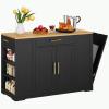 imageYITAHOME 53 Inch Large Rolling Kitchen Island with Trash Can Storage Cabinet Portable Mobile Islands Table Long Floating Movable w Wheels Cabinet for 13 Gallon Garbage Bin 2 Drawer BlackBlack