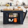 imageYITAHOME 53 Inch Large Rolling Kitchen Island with Trash Can Storage Cabinet Portable Mobile Islands Table Long Floating Movable w Wheels Cabinet for 13 Gallon Garbage Bin 2 Drawer BlackNavy Blue