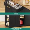 imageYITAHOME 53 inch Large Rolling Kitchen Island with Trash Can Storage Cabinet Portable Mobile Islands Table Long Floating Movable w Wheels Cabinet for 13 Gallon Garbage Bin 2 Drawer Navy BlueBlack