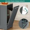 imageYITAHOME 53 inch Large Rolling Kitchen Island with Trash Can Storage Cabinet Portable Mobile Islands Table Long Floating Movable w Wheels Cabinet for 13 Gallon Garbage Bin 2 Drawer Navy BlueGrey