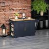 imageYITAHOME 53 inch Large Rolling Kitchen Island with Trash Can Storage Cabinet Portable Mobile Islands Table Long Floating Movable w Wheels Cabinet for 13 Gallon Garbage Bin 2 Drawer Navy BlueNavy Blue