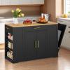 imageYITAHOME 53 inch Large Rolling Kitchen Island with Trash Can Storage Cabinet Portable Mobile Islands Table Long Floating Movable w Wheels Cabinet for 13 Gallon Garbage Bin 2 Drawer Navy BlueBlack