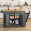 imageYITAHOME 53 inch Large Rolling Kitchen Island with Trash Can Storage Cabinet Portable Mobile Islands Table Long Floating Movable w Wheels Cabinet for 13 Gallon Garbage Bin 2 Drawer Navy BlueGrey