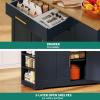 imageYITAHOME 53 inch Large Rolling Kitchen Island with Trash Can Storage Cabinet Portable Mobile Islands Table Long Floating Movable w Wheels Cabinet for 13 Gallon Garbage Bin 2 Drawer Navy BlueNavy Blue