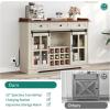 imageYITAHOME 53quot Wine Bar Cabinet for Liquor and Glasses Farmhouse Kitchen Sideboard Buffet Coffee Bar Cabinets with 3 Drawers and Glass Sliding Barn Door for Kitchen ampamp Living Room Dark Rustic OakWhite