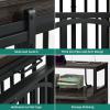 imageYITAHOME 55 Inch Large Dog Crate Furniture Heavy Duty Wooden Dog Crate TV Stand with 2 Dog Bowls Metal Dog Kennel Indoor Furniture Sliding Barn Door Design for Extra Large Dogs Rustic BrownBlack OakLed Light
